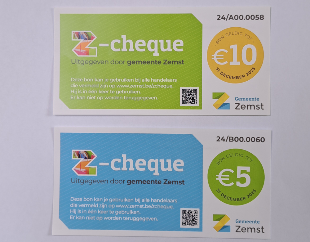 Z-cheques te koop ter ondersteuning van lokale handelaars